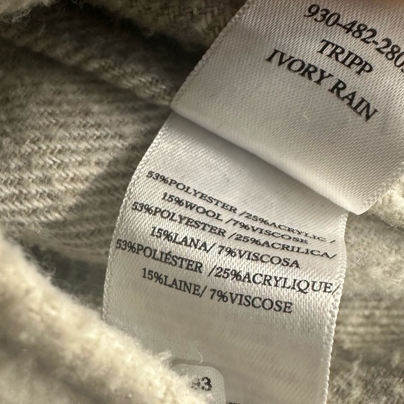 Rails Shacket Button Up Flannel Gray White Wool Fall Winter Grunge Size Small - Picture 6 of 6